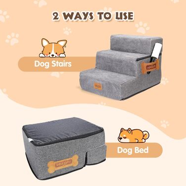 Сходинки для собак Nobleza – 5 сходинок, пандус для тварин, килимок для видалення ворсу, сходи для котів та собак до ліжка/дивану