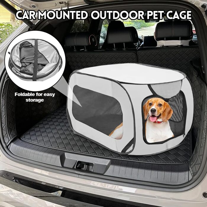 Складана переноска для собак 92x52x52 см з подвійними дверцятами - безпечна для подорожей на авто, з вентиляцією, Pop-Up, з оксфордської тканини, для собак/кішок до 30 кг (Зелена/Сіра)