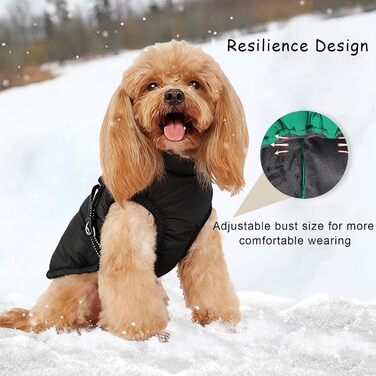 Зимовий одяг для собак ZoneYan, чорний, XS: теплий, водовідштовхуючий, з регулюванням та світловідбиваючими елементами