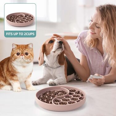 Миски для собак Slow Feeder, силіконові миски з присосками, антиковзні, для повільного годування, зменшують швидкість їжі, знімають тривогу та додають задоволення (Світло-зелений, Рожевий)