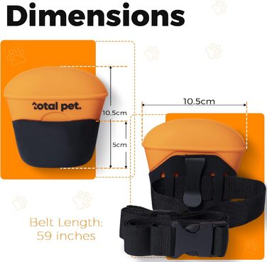 Ласощі для собак: силіконовий мішечок для ласощів з кліпсою та магнітною застібкою, з ремінцем, оранжево-чорний колір