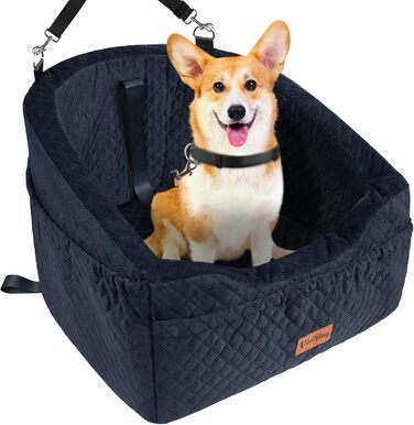 Автокрісло для собак маленьких та середніх порід, чорне. Зручне автоліжко з піднятою платформою, знімний чохол та кишені для аксесуарів. Підходить для собак до 13,6 кг.