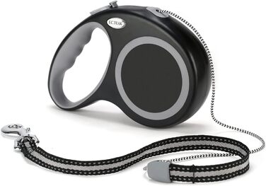 Рулетка для собак EC.TEAK, 9.1 м, для середніх та великих собак до 35 кг, міцна, не заплутується, чорна