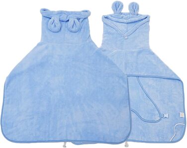 Рушник для собак з мікрофібри з капюшоном, супер вбираючий, швидковисихаючий, для цуценят та собак великих, середніх та малих порід, котів (Блакитний, S)