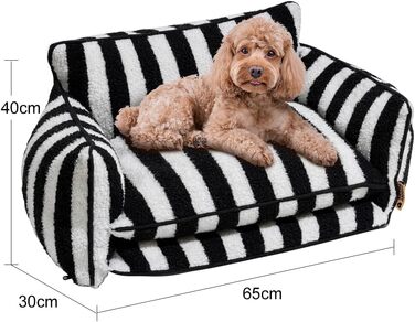 Крісло-лежанка для собак, лежанка для тварин, миється, м'яке ліжко для собак, подушка для собак, диванчик для собак (M-65x40x30см, чорно-білий)