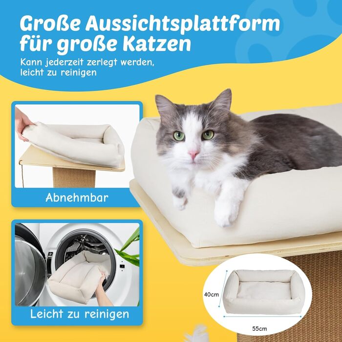 BSWAY Крісло-лежанка для котів з дерева, сонячно-жовтого кольору, 53x40 см. Знімний чохол матраца, витримує до 15 кг. Клітка-будка для котів