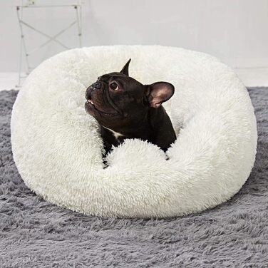 Ортопедичне ліжко для собак великих порід, м'яке плюшеве ліжко для котів та собак, біле, 60 см