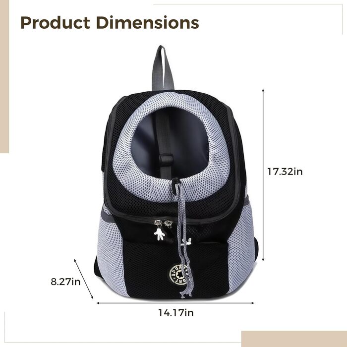 Відбиваючий рюкзак для тварин, регульована сумка для собак Oxford з вентильованою сіткою, надійний замок, для собак вагою 3–7 кг