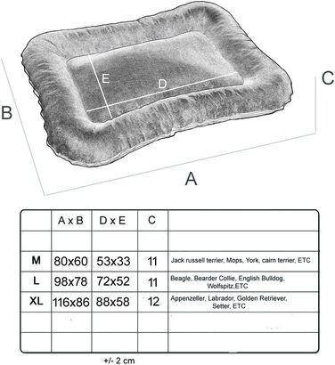 Матрац для собак KIM, ліжко для собак, подушка для собак, диван для собак, можна прати (M 80x60 см, сірий) M 80x60 см сірий