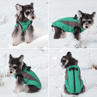Зимовий теплий одяг для собак, теплий зимовий одяг, вітронепроникний, світловідбиваючий, флісовий, одяг для собак з шлейкою, теплий флісовий жилет для собак, розмір XL, одяг для собак, на блискавці, одяг для собак від снігу, зелений