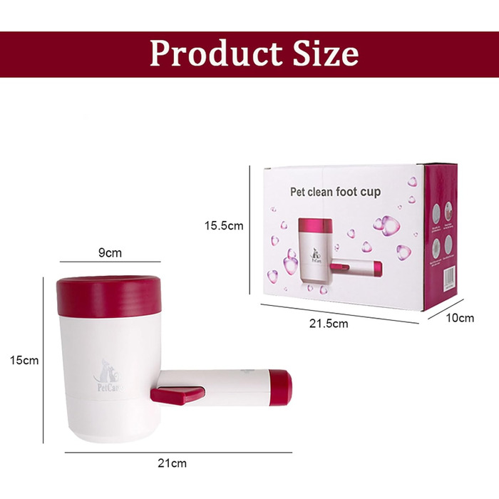 Автоматичний мийка лап для собак Ebbels: 360° обертання, портативна, м'який силікон, масаж, червоний