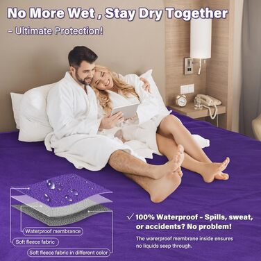 Водонепроникний плед для собак та котів, 203 x 152 см (фіолетовий/сірий)