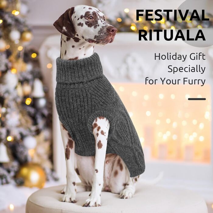 Пуловер Queenmore для маленьких собак, теплий та м'який, з коміром-стойкою, для Мальтізу, Померанського спанієля, Пуделя, Ши-тцу (Сірий, S) S Сірий