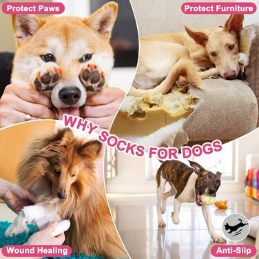 Шкарпетки для собак EXPAWLORER проти ковзання, захист лап, 6 шт. (Medium), полуниця