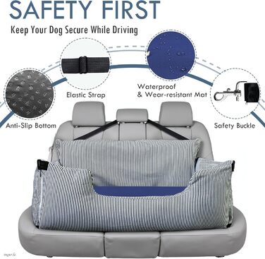 Автокрісло для собак LELEFIDO, великі породи до 36 кг, з підстилкою та 2 страхувальними ременями