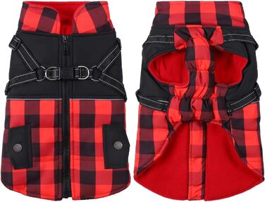 Зимова куртка для собак з повдцем, тепла спинка на блискавці, для малих, середніх та великих собак, вітронепроникна, світловідбиваюча (98-R,XXL)