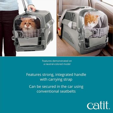 Переноска для котів Catit Cabrio, транспортна коробка, 51×33×35 см, бірюзово-сіра