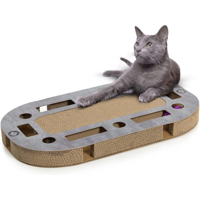 PlayPlate Katzenspielplatz - ігровий майданчик для котів CanadianCat, 65x35x5.8 см, з інтегрованою картонною поверхнею для дряпання, в бетоні, ігровий коврик