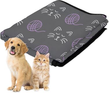 Килимок для тварин на вулицю та в будинок, 127 x 152,4 см, зручний, водонепроникний, для пікніків та подорожей, складаний, сірий, орхідея