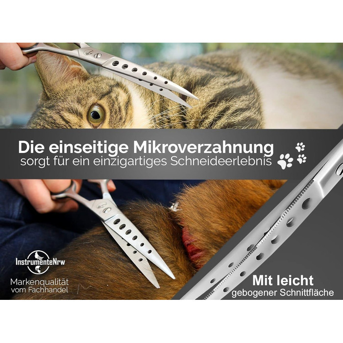 Преміум фетрувальна ножиці з заокругленими кінцями для догляду за шерстю тварин, 19,5 см, EASY Glide, з отвором для полегшення роботи