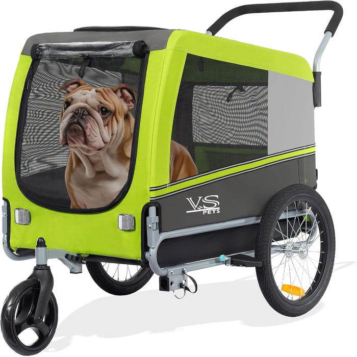 Візок для собак Tiggo VS Pets 2-в-1: візок та велосипедний причіп, великий, 270 л, до 35 кг, зелений