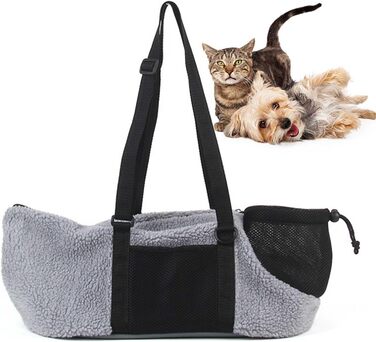 PETCUTE Сумка-переноска для собак та котів, сіра, з регульованим дном та безпечною повідком