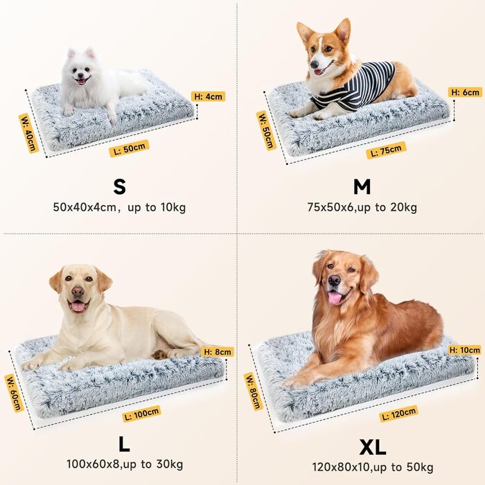М'яке ортопедичне ліжко для собак DONWEI, 75x50x6 см, сірого кольору, знімний чохол, неслизьке, для клітки