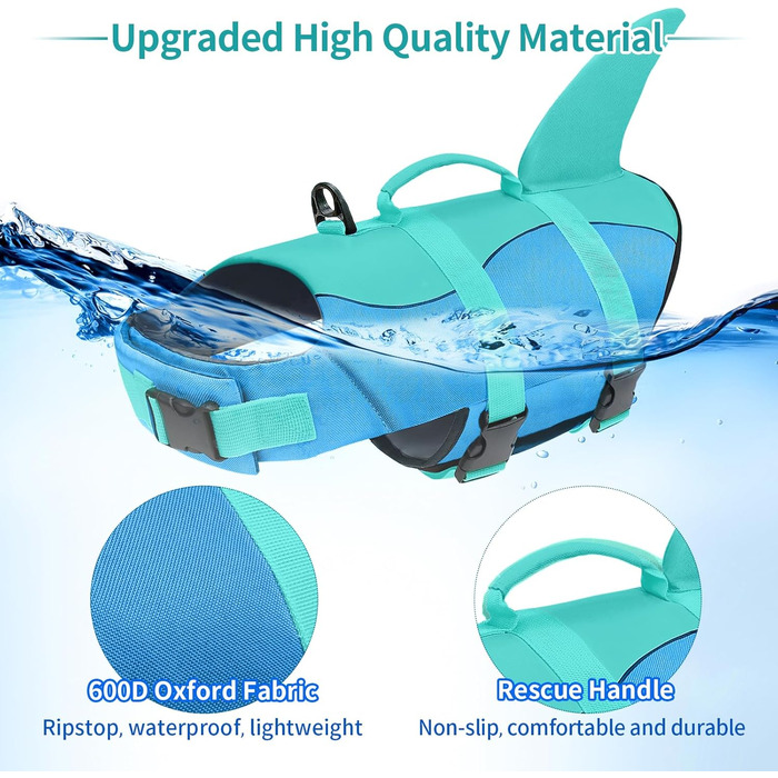 Жилет для плавання для собак Malier, жилет для собак з матеріалу Ripstop з високою плавучістю, для плавання на човні, висока видимість, для цуценят, блакитний, XXL