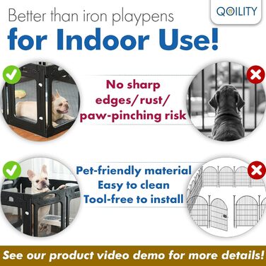 Клітка для собак Qoility, прозора, з дверцятами, 61 см, 12 панелей, чорна