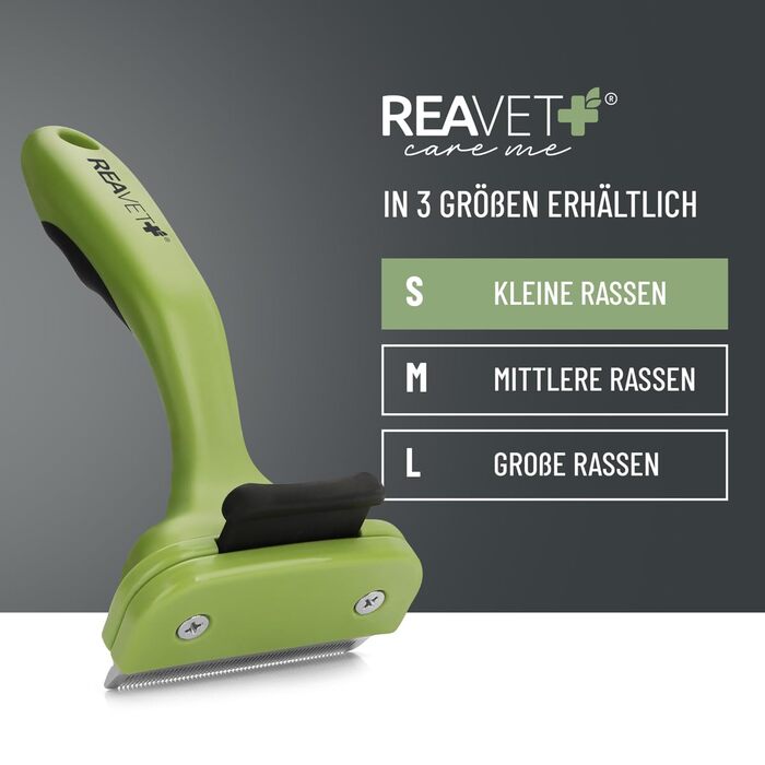 Гребінець для видалення підшерстя ReaVET для собак та котів з коротким хутром | Середні породи | З кнопкою самоочищення | Ідеально для сезонного линяння