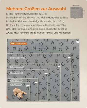 Водонепроникна ковдра для собак Feandrea Sherpa Fleece XXXL, 229x203 см, для великих собак і людей, для котів, двосторонній чохол на диван, сіра, машинне прання
