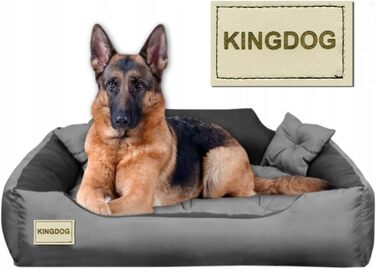 Ліжко для собак та котів KingDog з мікрофібри з двома подушками, корзина для собак, ліжко для домашніх тварин, миється, водонепроникний матеріал (розміри: 100x80 см / 115x95 см, сірий/чорний)