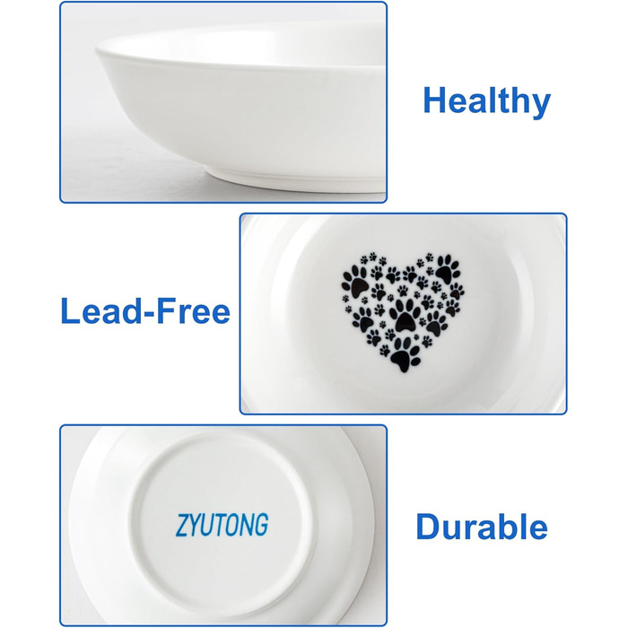 Керамічна миска для котів з віями, 14 см, широка годівниця для вологого корму, миска для котів з милим дизайном, зручна для котів з вусами, неслизька, біла, з сердечками та кігтиками, набір 6 штук