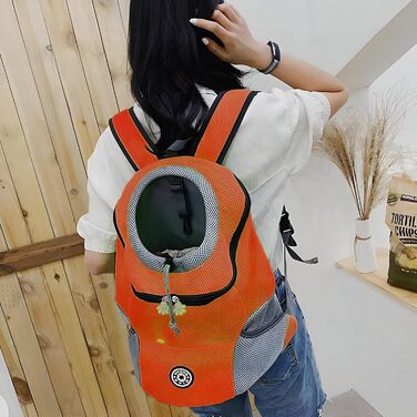 Рюкзак-переноска для собак та котів, до 10 кг, дихаючий, для подорожей та активного відпочинку (Оранжевий)