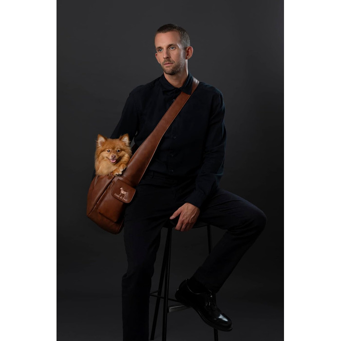 Сумочка для собак Noah & Paw до 10 кг, з регульованим ремінцем, м'яким хутром, подвійним замком безпеки, з веганської шкіри