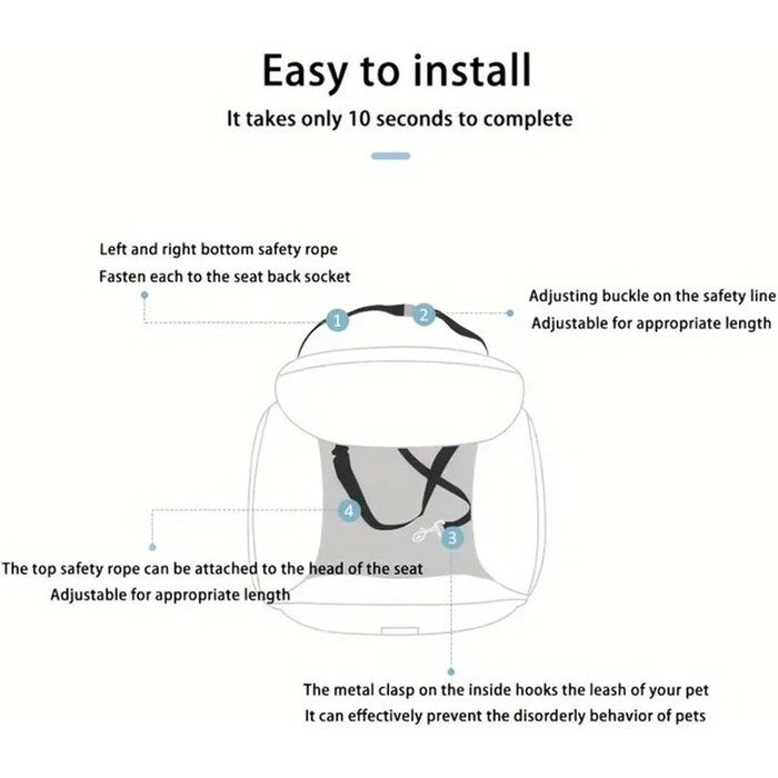 Автокрісло для собак, автоліжко для собак - знімний м'який пухнастий лежак для собак, автоліжко для собак, миється, з повідком та ременем, підходить для авто/вантажівки/SUV/пікапа, темно-сірий L