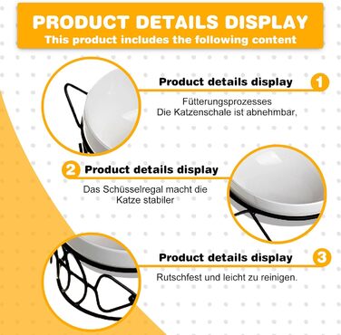 Підвищені годівниці для котів - набір 3 шт. з кераміки, нахил 15°, для котів та маленьких собак, подвійний набір