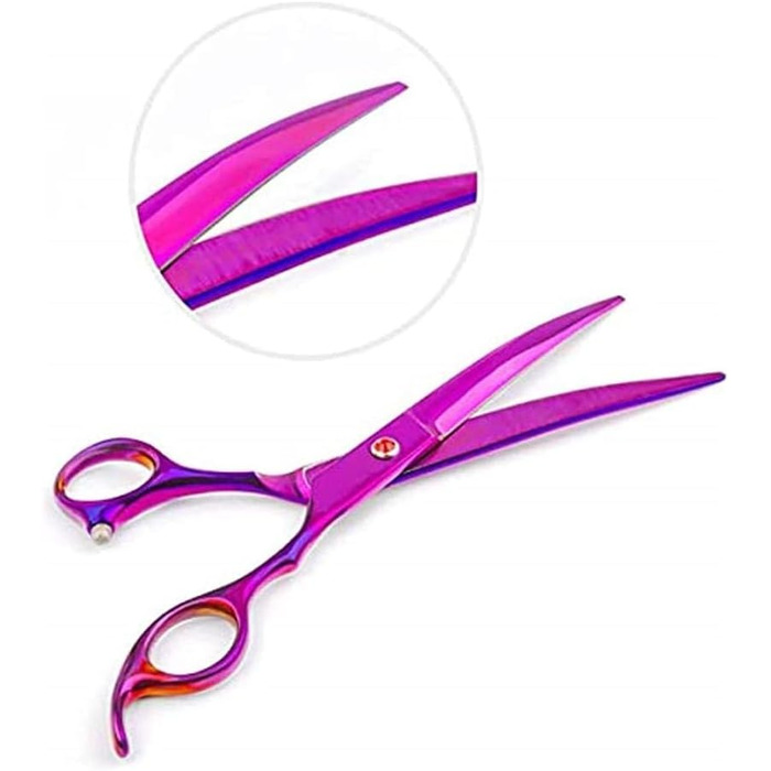Професійні ножиці для грумінгу собак, набір, прямі та вигнуті ножиці для собак, 7 дюймів (фіолетовий)