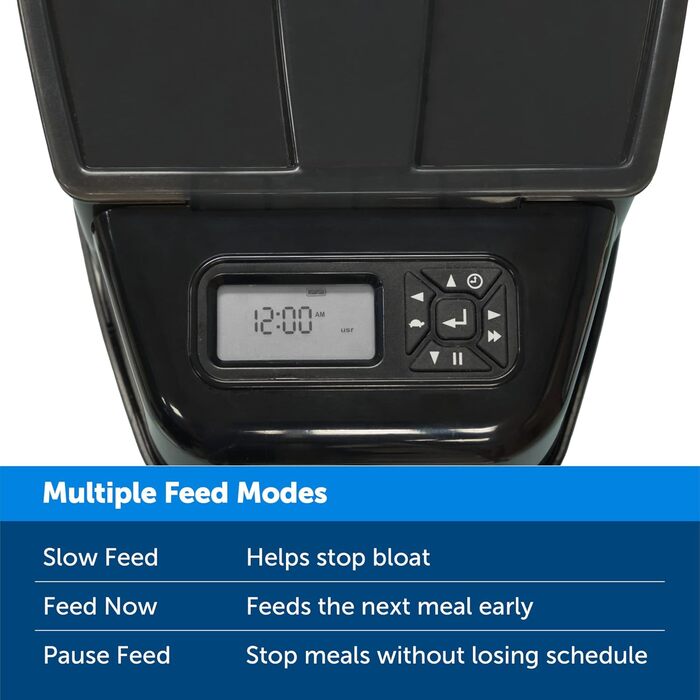 Автоматична годівниця PetSafe Healthy Pet Simply Feed, програмована, 5,6 л, цифровий дисплей, на 4 батарейках D, чорна