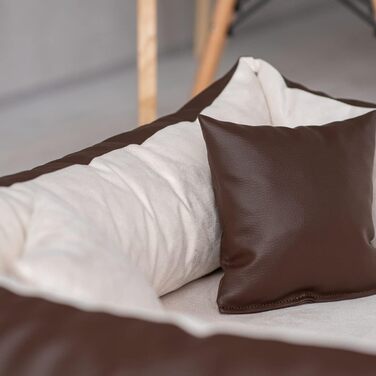 Ортопедичне ліжко для собак Eden, велике, середнє, маленьке - подушка для собак, килимок для собак з еко-шкіри + тканина Alcantara - зняття болю, стійке до зношування, міцне (L, коричнево-кремовий) L коричнево-кремовий