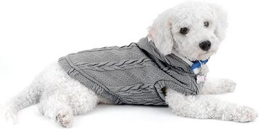 Світер для собак SMALLLEE_LUCKY_STORE з капюшоном, теплий худі, куртка, верхній одяг для маленьких собак, розмір M (спинка: 24 см, груди: 37 см), сірий XL