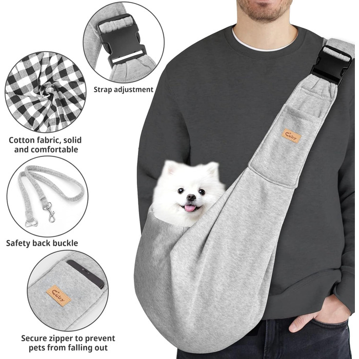 Сумка-переноска для собак CUBY, регульована, двостороння, для маленьких та середніх собак, звільняє руки, з ременем безпеки, кишеня на блискавці, знімна килимок для прогулянок, підкладка на плече, Зелений (застібка, Сірий, Регульована)