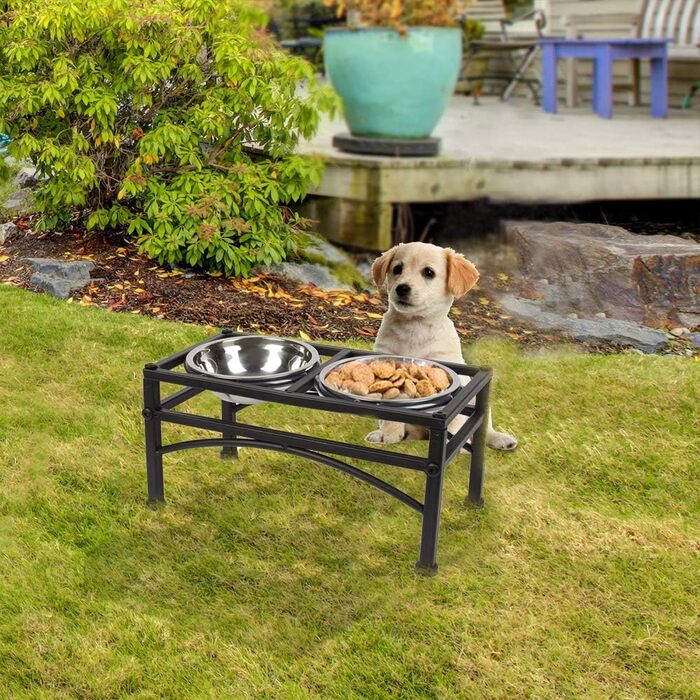 Підвищена годівниця для собак Funkeen - набір з 3 шт. з нержавіючої сталі, знімні миски, для корму та води (середні породи)