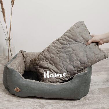 Ліжко для собак Ne&no® 2 в 1: охолоджуючий та зігріваючий матеріал, середні породи, 80x60 см, миється. Персоналізоване собаче ліжечко, блакитне, 35x45 см