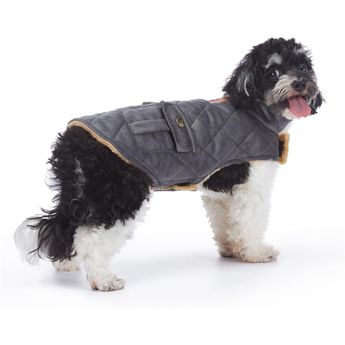 Зимовий теплий пуховик для собак з протекторними отворами, вітронепроникна куртка для холодної погоди, бавовна, костюм для цуценят, маленьких та середніх собак, розмір XL (Стиль 1: Темно-сірий) XL: Обхват грудей: 50 см / 19.6 дюймів Стиль 1: Темно-сірий