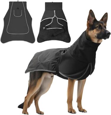 Водонепроникний дощовик для собак, регульована куртка для великих та середніх собак, дощовик з кліпсою, теплий водонепроникний костюм для Лабрадора, Хаскі (Чорний XXL)