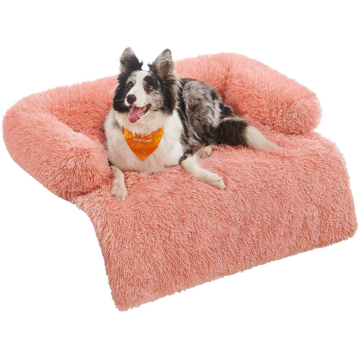 Ліжко для собак Feandrea FluffyHug, XL, 110x95x18 см, м'яка підстилка, захист дивану, рожевий колір
