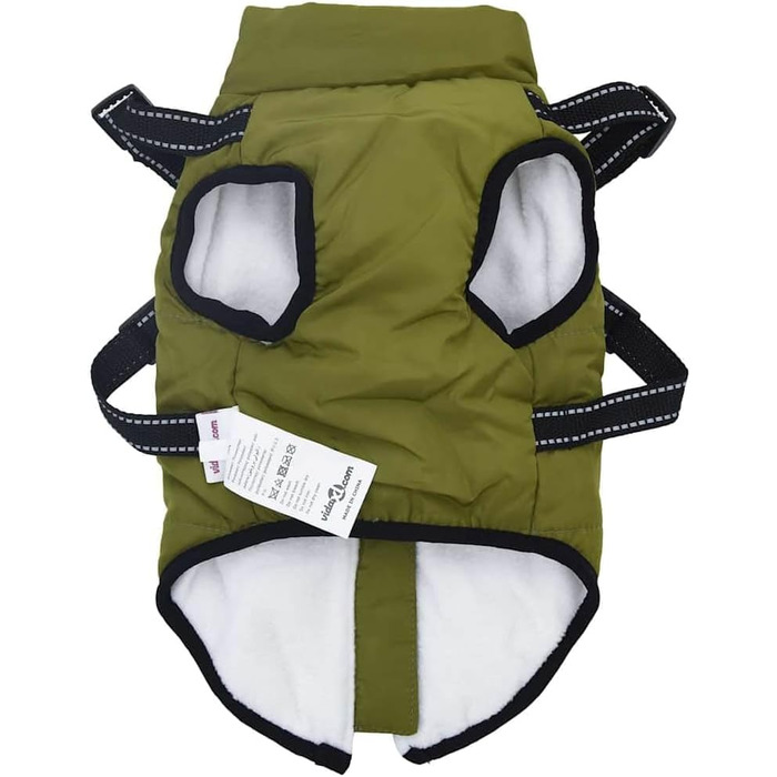 Водонепроникний дощовик для собак від vidaXL з шлейкою, дощовик для собак, теплий дощовик для цуценят, армійний зелений (l24)
