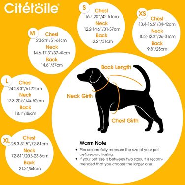 Зимовий теплий одяг для собак CITE TOILE - куртка з флісу для собак, з отвором для шлейки, жовта (M)