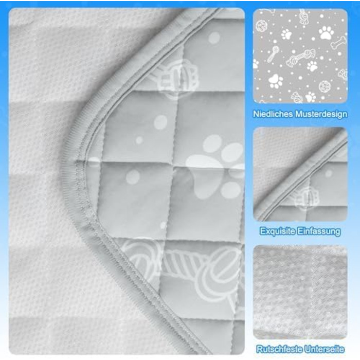 Кühlmatte для собак та котів MH MYLUNE HOME - термохромна охолоджуюча килимок, самоохолоджуюча, не слизька, водопоглинаюча, портативна, сіра, 110x80 см